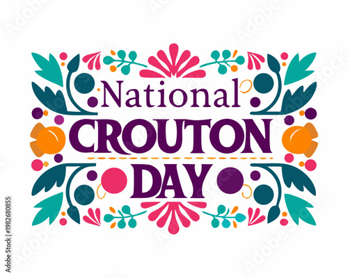 National Crouton Day Vector Illustration, Crunchy Salad Topping Food Celebration Design