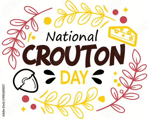 Delicious Croutons Vector Illustration for National Crouton Day, Food Holiday Design