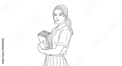 Woman Holding a Book, Focused on the Main Subject.