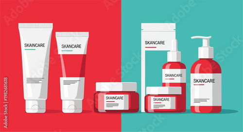 A comprehensive collection of diverse skincare products, including creams, lotions, and serums, essential for a complete daily beauty and personal care routine