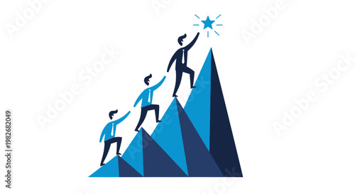 Teamwork leads to success reaching for the star.