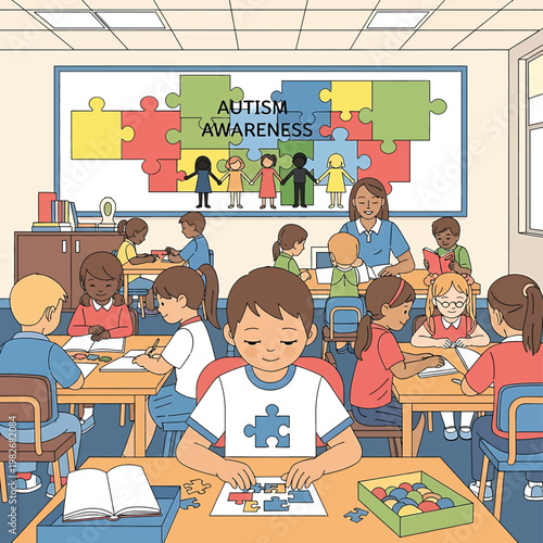 Autism awareness in a classroom setting.