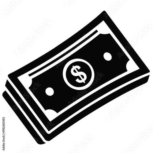 Cash payment icon on white background with modern flat design silhouette