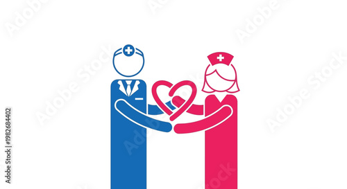 Healthcare professionals holding a heart symbol, representing care, compassion, and dedication in the medical field