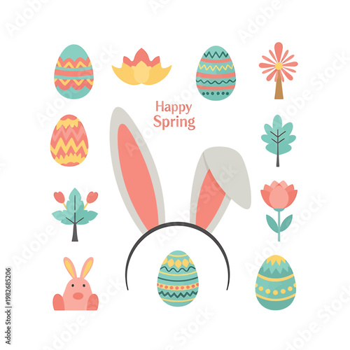 Colorful Easter bunny headband with eggs 2.