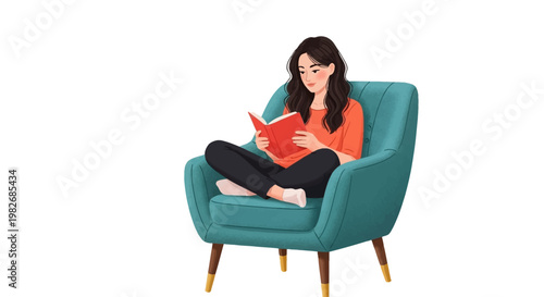 Cozy home reading vibe with a stylish modern chair