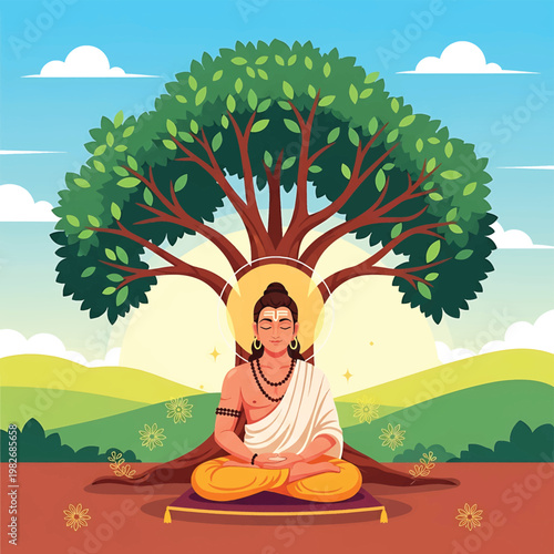 Buddha sitting in meditation posture.