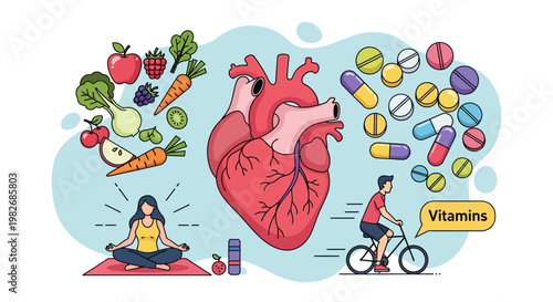 Healthy Heart Lifestyle: Diet, Exercise, Yoga, and Vitamins for Cardiovascular Health