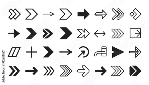 Modern chevron and pointer vector graphics pack for digital layout and interactive design.