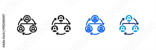 Restructuring Team icon multiple style collection. Vector illustration.
