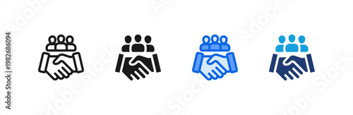 Stakeholder Engagement icon multiple style collection. Vector illustration.