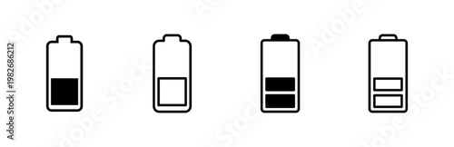 Battery icon set. battery charge level. battery charging icon