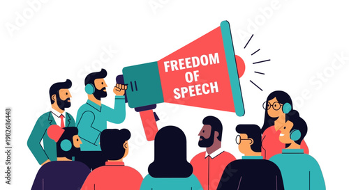 Empowering voices and amplifying ideas illustrating the fundamental right to freedom of speech and expression