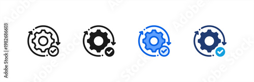 Execute Action icon multiple style collection. Vector illustration.