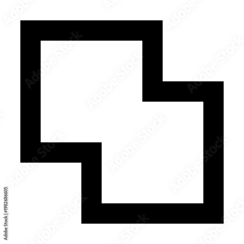 Union icon in sharp bold line style representing combined objects or shapes. Perfect for pathfinder tools, vector software, UI editing, shape operations, or creative layout composition.