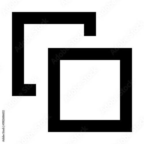 Trim back icon in sharp bold line style for pathfinder and design tools. Perfect for subtracting overlapping shapes, interface building, vector editing, and object refinement tasks.