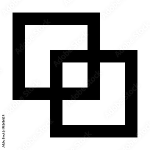 Intersect icon in sharp bold line style for pathfinder and boolean functions. Perfect for object masking, overlap trimming, layer editing, shape intersections, and vector interface tools.