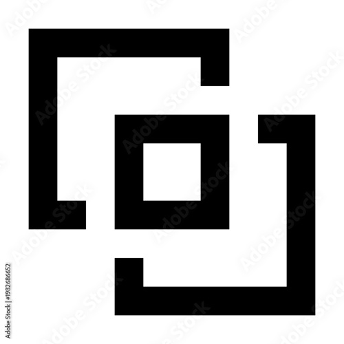 Trim icon in sharp bold line style for pathfinder and boolean functions. Perfect for cropping, overlap adjustment, shape trimming, and vector editing in interface or layout tools and design software.