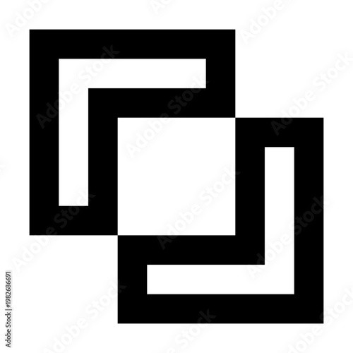 Exclude icon in sharp bold line style for pathfinder and boolean operations. Perfect for cropping, vector editing, overlap handling, and subtractive shape design in interface tools and layouts.