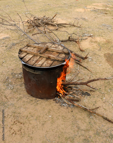 cooking on the fire