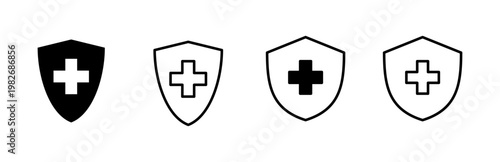 Health insurance icon set. Insurance health document icon