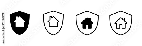 Home insurance icon set. home protection icon