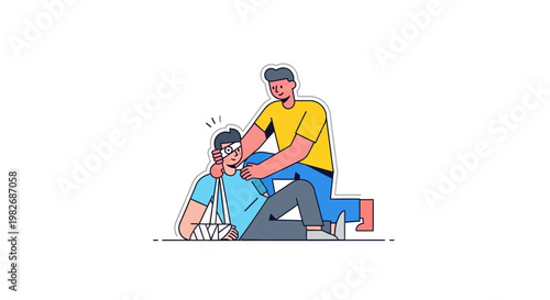Help and Support for Injured Person Illustration