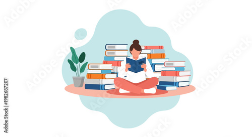 World Book Day Concept Featuring a Person Reading Alone Isolated on White