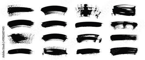 Abstract black grunge banner collection, rough ink brush strokes, censorship bars, textured vector paint lines, creative design assets for branding, posters, and digital layouts.