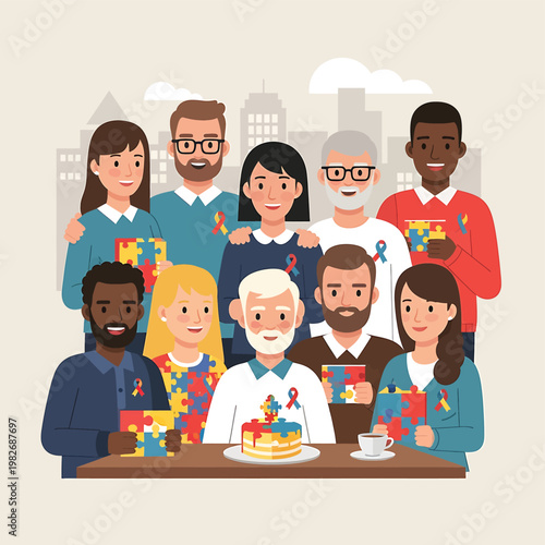 Diverse Group Celebrating Birthday Together.