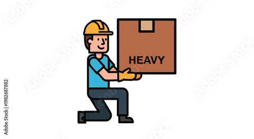 Manual labor worker carefully lifting a heavy cardboard box, symbolizing moving, logistics, and physical effort in a warehouse or delivery setting