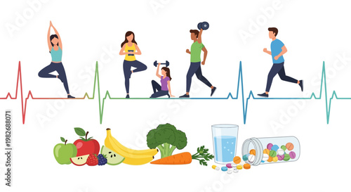 Healthy Lifestyle: Fitness, Nutrition, and Wellness Concept