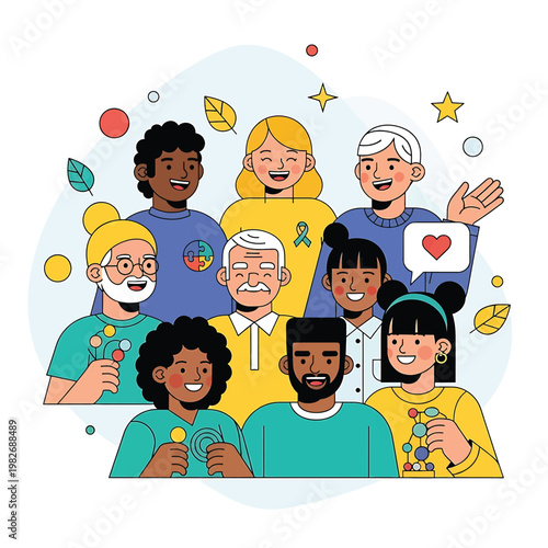 Diverse group of happy people together 4.