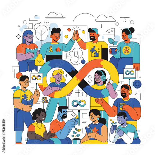 Diverse group of people collaborating together 1.