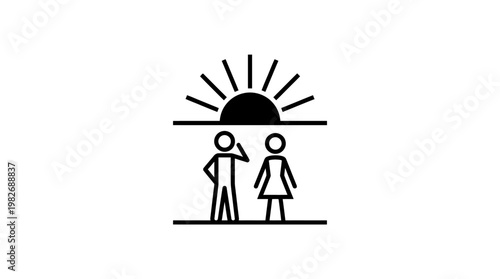 People Under a Rising Sun Symbol