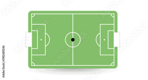 Top-down view of a green football field with white markings and goal posts, illustrating a sports arena for games and competition