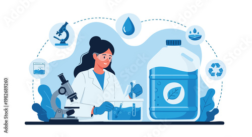 Scientist Studying Water Purity. Eco-friendly Research. Laboratory Analysis.