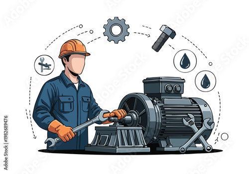 Slika na platnu Mechanic repairing electric motor