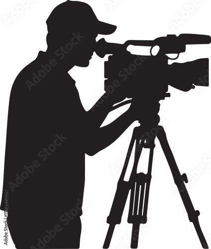 Silhouette of a man with a video camera