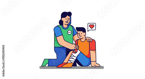 A compassionate caregiver provides essential first aid to an injured person, offering crucial support and care during recovery