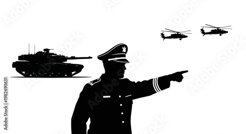 Military Commander Directs Tank and Helicopters in Strategic Operation