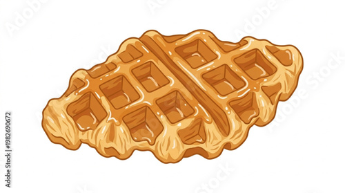Delicious Golden Brown Croffle Vector Illustration - Croissant Waffle Hybrid
