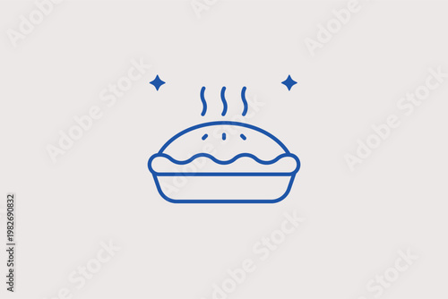 A warm, steaming pie fresh from the oven as a cozy autumn Vector Illustration. Ideal for baking, Thanksgiving, and seasonal comfort food themes.