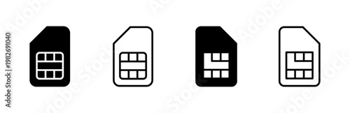 Sim card icon set. dual sim card icon vector