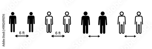 Social distance icon set. social distancing icon. self quarantine sign