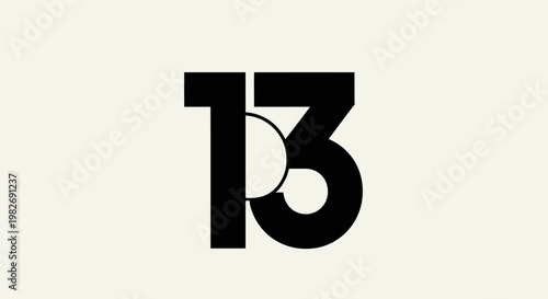 Bold Black Number 13 Graphic Design Element.