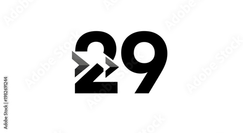 Bold black number 29 with subtle grey arrow accents on a clean white background.
