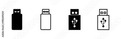 Usb icon set. Flash disk icon vector