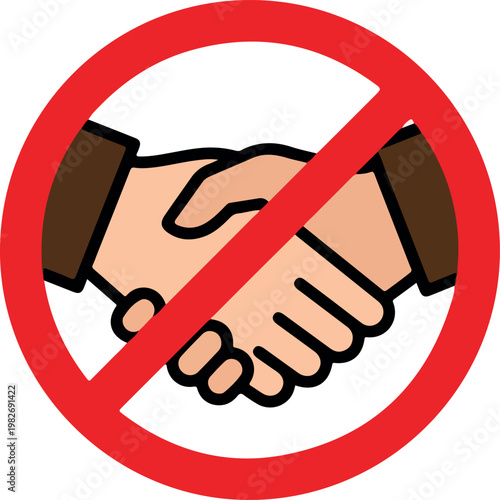 No Handshake Sign - Prohibited Handshaking Icon for Social Distancing
