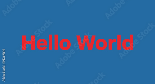 Hello World text in bold red letters.